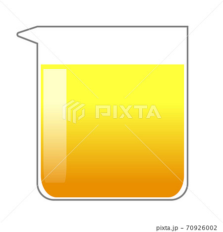 液体入りビーカーのイラスト素材 黄色のイラスト素材