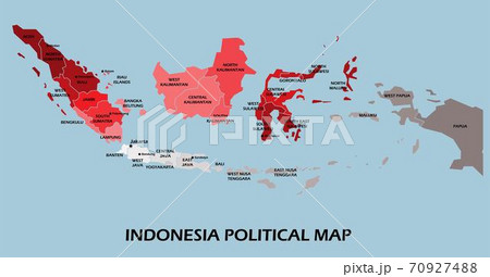 Indonesia political map divide by state colorful outline simplicity style. 70927488