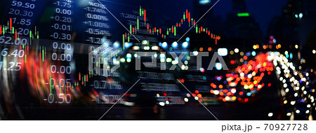 candle stick graph line of trade stock markrt and index number on glow blur city light banner business background candle stick graph line of trade stock markrt and index number on glow blur city light banner business background 70927728
