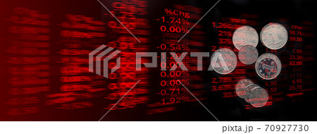china money coin with red market stock information board business finance banner background 70927730