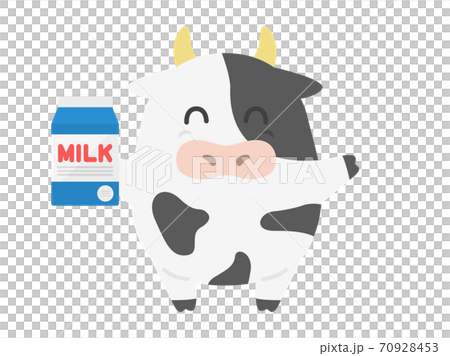 牛乳パックを持った牛のキャラクターのイラスト 牛乳パックを持った牛のキャラクターのイラスト 70928453