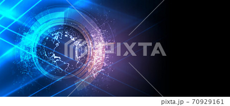 Quantum processing. Deep learning artificial intelligence. Future new technology for business or science presentation Quantum processing. Deep learning artificial intelligence. Future new technology for business or science presentation 70929161
