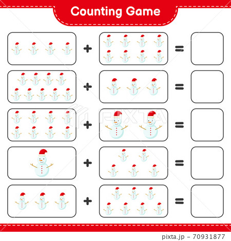 Counting game, count the number of Snowman and write the result. Educational children game, printable worksheet, vector illustration 70931877