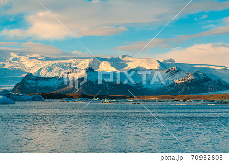 Incredible natural landscape largest glacier on the island in Iceland in winter 70932803