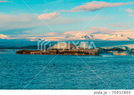 Incredible natural landscape largest glacier on the island in Iceland in winter 70932804