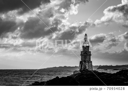 Sunrise at Ahtopol lighthouse in Bulgaria 70934028