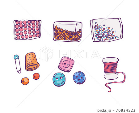 Set of embroidery hobby equipment, cartoon vector illustration isolated 70934523