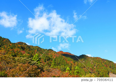三重県三重郡菰野の紅葉の風景、秋、秋景色、秋色、【10月】 70936411