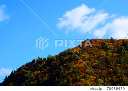 三重県三重郡菰野の紅葉の風景、秋、秋景色、秋色、【10月】 70936420