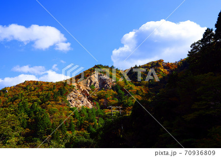 三重県三重郡菰野の紅葉の風景、秋、秋景色、秋色、【10月】 70936809