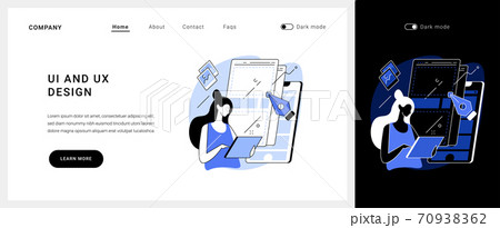 UI and UX design vector concept landing page. 70938362