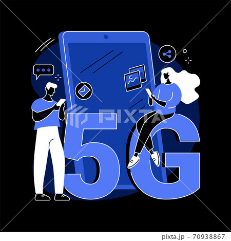 Mobile phones 5G network abstract concept vector illustration. 70938867