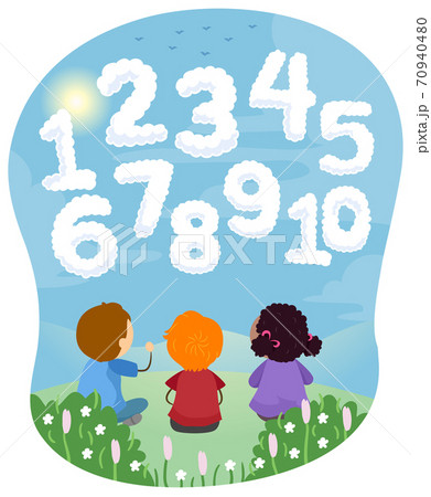 Stickman Kids Cloud Shapes Numbers Illustration 70940480