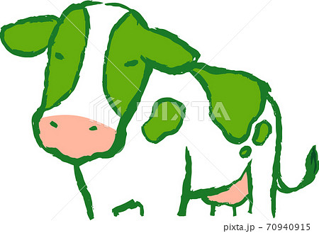 リアルな牛 ホルスタイン 墨絵 手描き イラストのイラスト素材