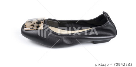 Women's flat black shoes isolated on white background Women's flat black shoes isolated on white background 70942232