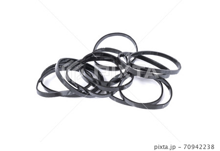 Black elastic band on white background 70942238