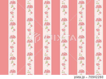 ピンクの薔薇とストライプの模様 70942260