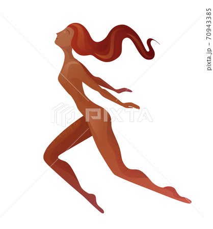 Illustration of a flying African American woman in modern style. Elegant textural stylization of the girl. Illustration of a flying African American woman in modern style. Elegant textural stylization of the girl. 70943385