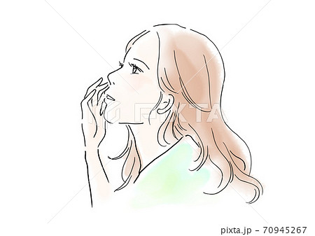 女性イラスト　スキンケア 70945267