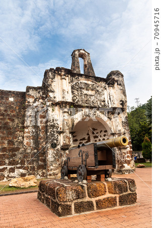 Historic ruins A Famosa is ancient Portuguese fortress. Popular tourism destination in Malacca. No people. Historic ruins A Famosa is ancient Portuguese fortress. Popular tourism destination in Malacca. No people. 70945716