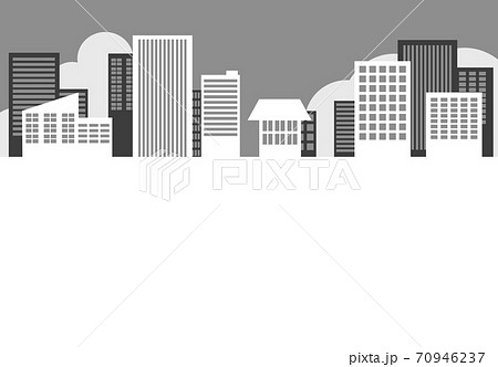 街並み 背景素材 白黒のイラスト素材