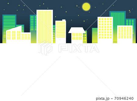 街並み 背景素材 夜のイラスト素材