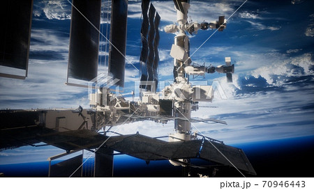Earth and outer space station iss 70946443