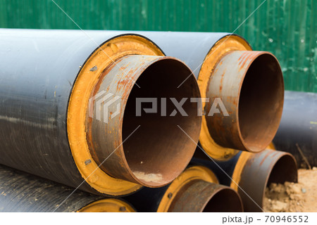 The pipeline is rusty and insulated 70946552