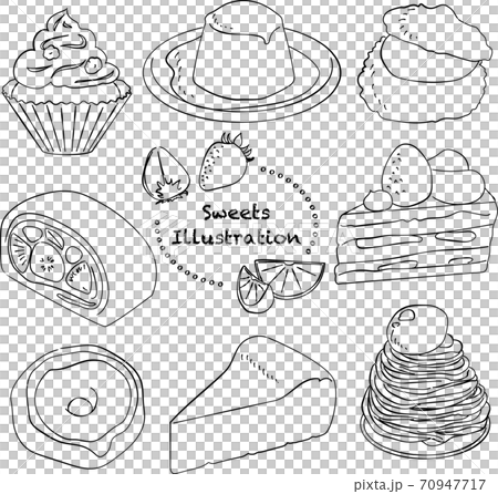 Sweets cake treat pen drawing handwritten 70947717