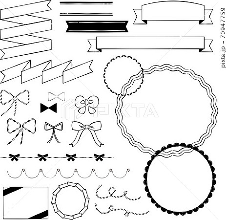 りぼん あしらい ペン画 手書きのイラスト素材