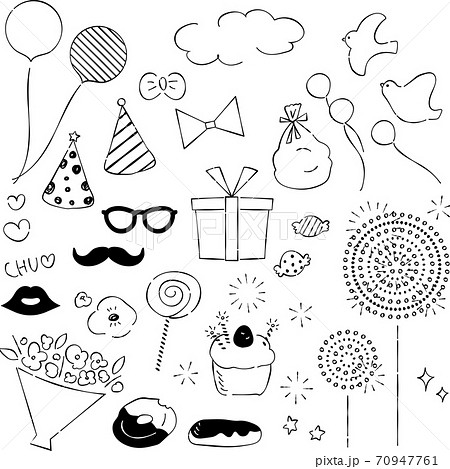 パーティ　あしらい　ペン画　手書き 70947761