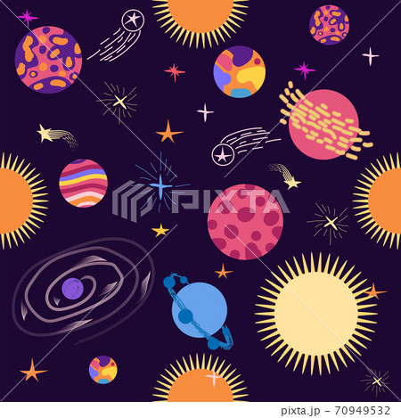 Seamless outer space ufo rocket science kids background pattern 70949532