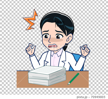Young female doctor in a white lab coat 70949803