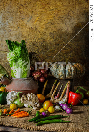 still life  Vegetables, Herbs and Fruits 70950021
