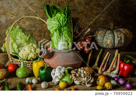 still life  Vegetables, Herbs and Fruits 70950022
