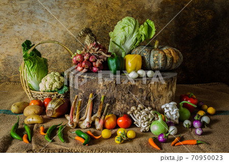 still life  Vegetables, Herbs and Fruits 70950023