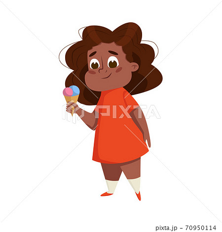 Overweight Chubby African American Girl のイラスト素材