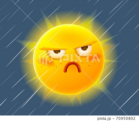 Dissatisfied cartoon Sun. Bad weather Dissatisfied cartoon Sun. Bad weather 70950802