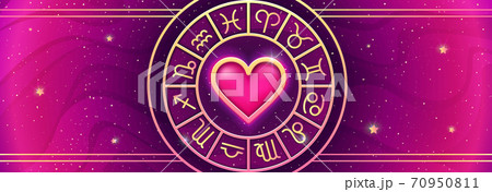 Zodiac symbols wheel on magic colors 70950811