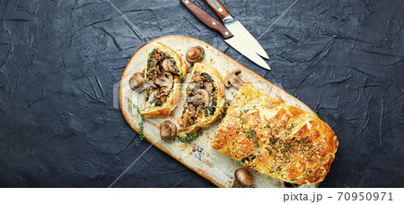 Homemade mushroom pie 70950971