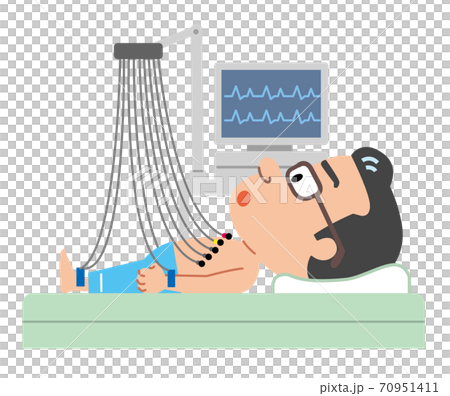 健康診断 心電図 中年男性 イラスト 健康診断 心電図 中年男性 イラスト 70951411