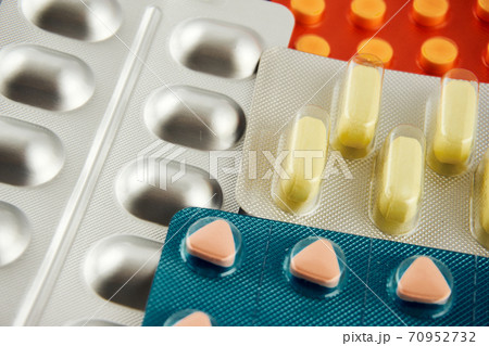 A group of assorted pills and blisters A group of assorted pills and blisters 70952732