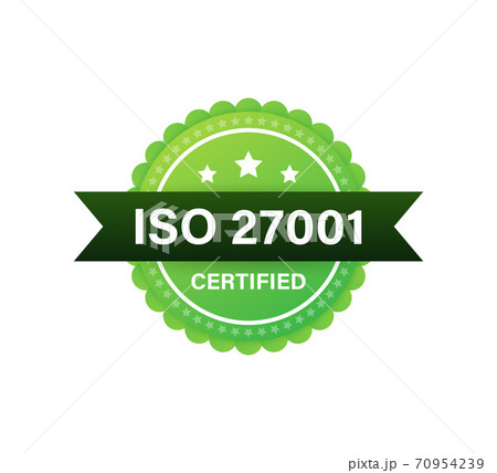 ISO 27001 Certified badge, icon. Certification stamp. Flat design. Vector illustration. 70954239