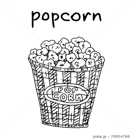 Popcorn Sketch Doodle Movie Theater Food Drawingのイラスト素材