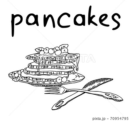 pancakes sketch drawing with inscription. vector new pancakes sketch drawing with inscription. vector new 70954795