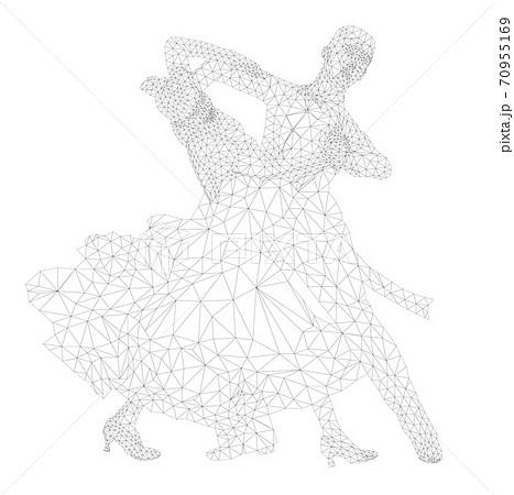 dancing couple athlete in polygon wireframe 70955169