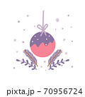 Christmas purple ball card isolated background 70956724