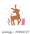 Christmas minimalistic card with reindeer and ball. Vector illustration with winter motif 70956727