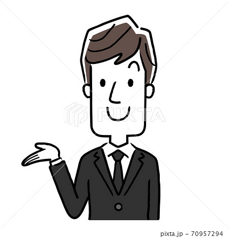 ベクターイラスト素材 喪服を着た男性 紹介 案内のイラスト素材