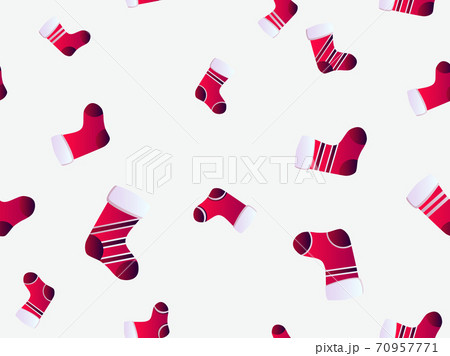 Christmas Stocking seamless pattern. Festive background with Christmas socks for greeting cards, wrapping paper, banners and posters. Vector illustration Christmas Stocking seamless pattern. Festive background with Christmas socks for greeting cards, wrapping paper, banners and posters. Vector illustration 70957771